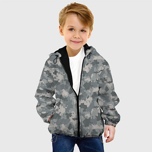 Детская куртка Серый Камуфляж городской / 3D-Черный – фото 4