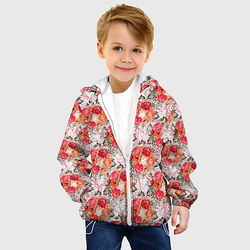 Детская куртка Цветы - розы паттерн / 3D-Белый – фото 4