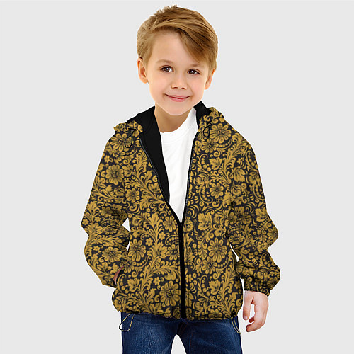 Детская куртка Золотые Цветы хохлома / 3D-Черный – фото 4