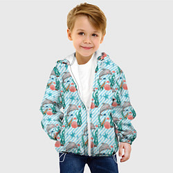 Куртка с капюшоном детская Дельфины Море, цвет: 3D-белый — фото 2