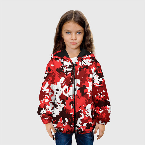Детская куртка Красно-белый камуфляж / 3D-Черный – фото 3