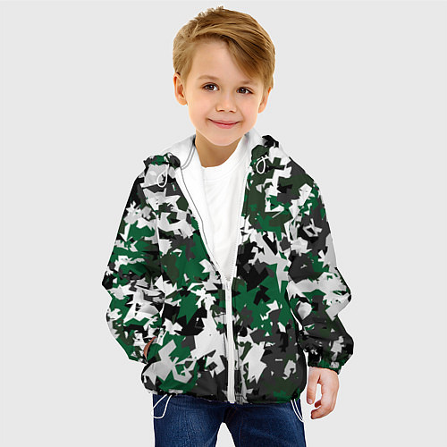 Детская куртка Зелено-черный камуфляж / 3D-Белый – фото 4