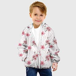 Куртка с капюшоном детская Сакура паттерн, цвет: 3D-белый — фото 2
