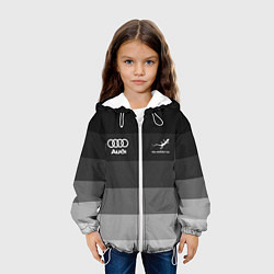 Куртка с капюшоном детская Audi, Ауди Серый градиент, цвет: 3D-белый — фото 2