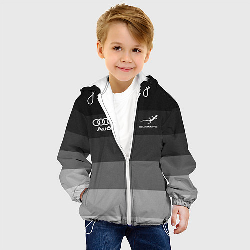 Детская куртка Audi, Ауди Серый градиент / 3D-Белый – фото 4