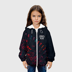 Куртка с капюшоном детская Audi капли красок, цвет: 3D-белый — фото 2