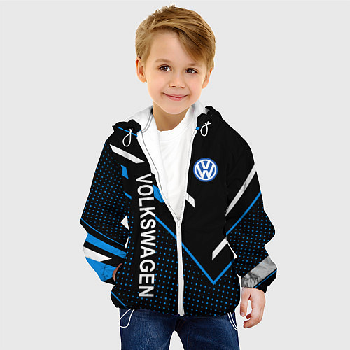 Детская куртка Фольцваген, Volkswagen геометрия / 3D-Белый – фото 4