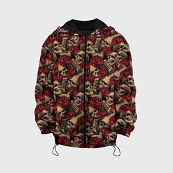Куртка с капюшоном детская ROCK AND ROLL Черепа и Розы, цвет: 3D-черный