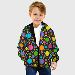 Куртка с капюшоном детская Радужный горошек, цвет: 3D-черный — фото 2