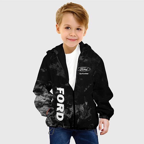 Детская куртка Ford, Форд, Серый фон / 3D-Черный – фото 4