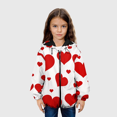 Детская куртка Красные сердечки Heart / 3D-Черный – фото 3