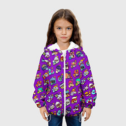 Куртка с капюшоном детская Особые редкие значки Бравл Пины фиолетовый фон Bra, цвет: 3D-белый — фото 2