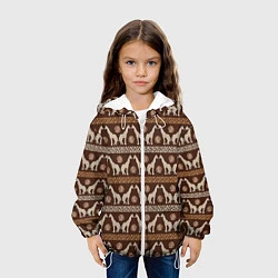 Куртка с капюшоном детская Жирафы Африка паттерн, цвет: 3D-белый — фото 2