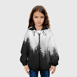 Куртка с капюшоном детская ЛЕС В ТУМАНЕ, ЧЕРНО БЕЛЫЙ ЛЕС, цвет: 3D-черный — фото 2