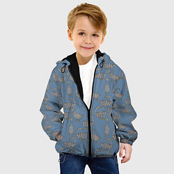 Куртка с капюшоном детская Графические гуси паттерн, цвет: 3D-черный — фото 2