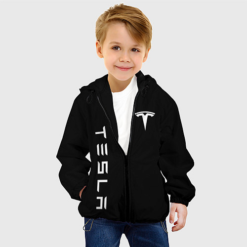 Детская куртка Tesla Тесла логотип и надпись / 3D-Черный – фото 4