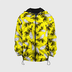 Куртка с капюшоном детская Пчелы на желтом, цвет: 3D-черный