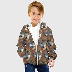 Куртка с капюшоном детская Волки Wolfs паттерн, цвет: 3D-белый — фото 2