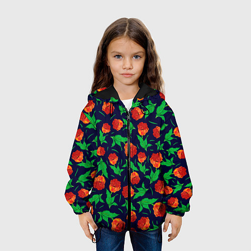 Детская куртка Тюльпаны Весенние цветы / 3D-Черный – фото 3