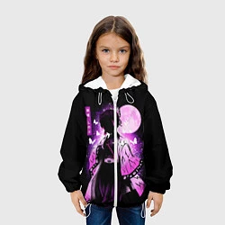 Куртка с капюшоном детская Шинобу Кочо силуэт Клинок рассекающего демона, цвет: 3D-белый — фото 2