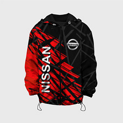 Куртка с капюшоном детская Nissan Ниссан Красно черный, цвет: 3D-черный