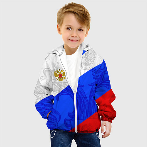 Детская куртка Российский герб: триколор / 3D-Белый – фото 4