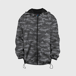 Куртка с капюшоном детская Тёмно-Серый Камуфляж Рыбака, цвет: 3D-черный