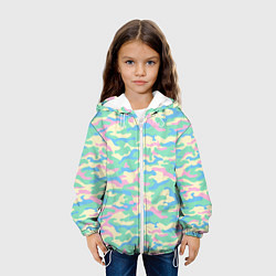 Куртка с капюшоном детская Камуфляж пастельные цвета, цвет: 3D-белый — фото 2
