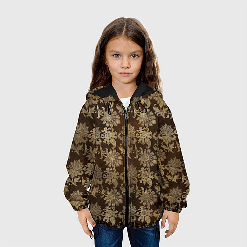 Детская куртка Ретро узоры - паттерн цветы / 3D-Черный – фото 3