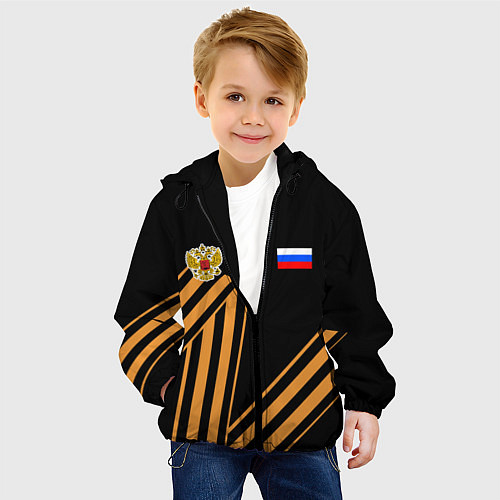 Детская куртка Герб России - георгиевская лента / 3D-Черный – фото 4