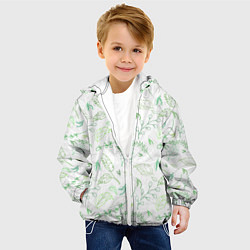 Куртка с капюшоном детская Хаос из зелёных веток и листьев, цвет: 3D-белый — фото 2