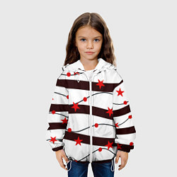 Куртка с капюшоном детская Красные Звезды На Волнах, цвет: 3D-белый — фото 2