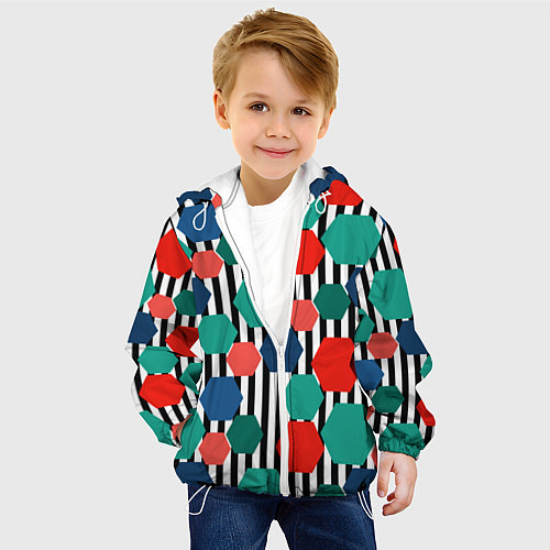 Детская куртка Геометрический разноцветный узор / 3D-Белый – фото 4