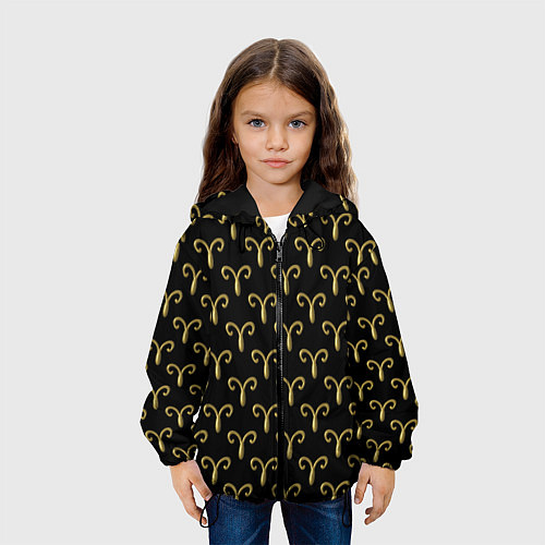 Детская куртка Золотой овен на черном фоне Паттерн / 3D-Черный – фото 3