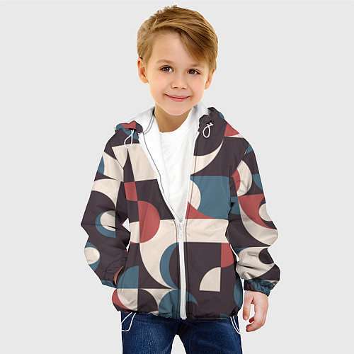Детская куртка Геометрический орнамент беж / 3D-Белый – фото 4