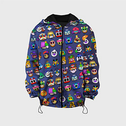 Куртка с капюшоном детская Значки на скины Бравл Старс Brawl Синий градиент П, цвет: 3D-черный