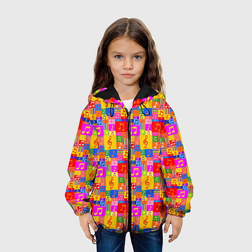 Детская куртка Красочные Музыкальные Ноты / 3D-Черный – фото 3