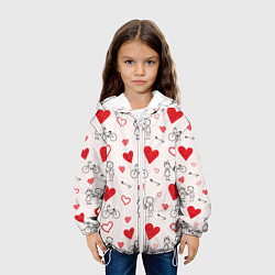 Куртка с капюшоном детская Романтические сердечки, цвет: 3D-белый — фото 2
