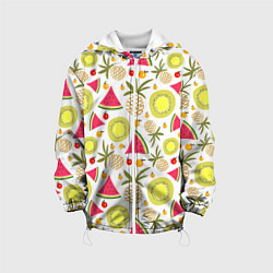 Куртка с капюшоном детская Летние вкусности, цвет: 3D-белый