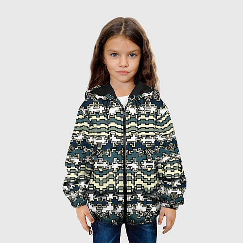 Детская куртка Узор прямоугольный пиксел / 3D-Черный – фото 3