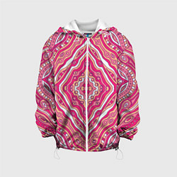 Куртка с капюшоном детская Абстракция Узор розового цвета, цвет: 3D-белый