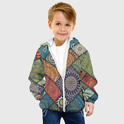 Куртка с капюшоном детская Mandala-pattern, цвет: 3D-белый — фото 2