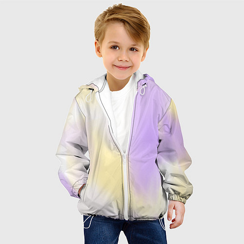 Детская куртка Акварельный принт с желтым и фиолетовым цветами / 3D-Белый – фото 4