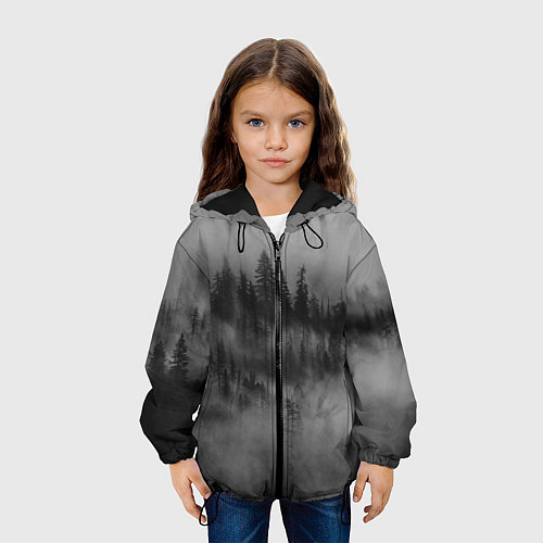 Детская куртка Туманный лес - природа / 3D-Черный – фото 3