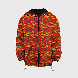 Куртка с капюшоном детская Гвоздики и Георгиевские Ленты, цвет: 3D-черный