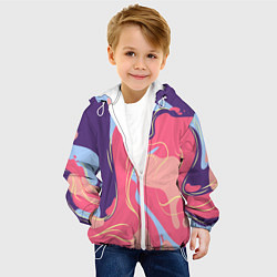 Куртка с капюшоном детская Сирневые волны, цвет: 3D-белый — фото 2