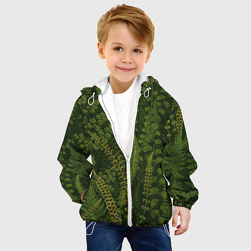 Детская куртка Цветы Зеленые Папоротники / 3D-Белый – фото 4