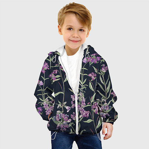 Детская куртка Цветы Фиолетовые / 3D-Белый – фото 4