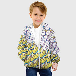 Куртка с капюшоном детская Котики и бананы Паттерн Лето, цвет: 3D-белый — фото 2