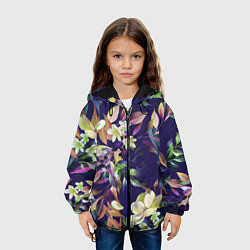 Куртка с капюшоном детская Цветы Красочный Букет, цвет: 3D-черный — фото 2